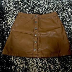 Faux Leather Brown Mini Skirt